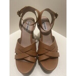 Steve Madden Tan Orlena High Wedge Shoes 7.5 Medium Platform